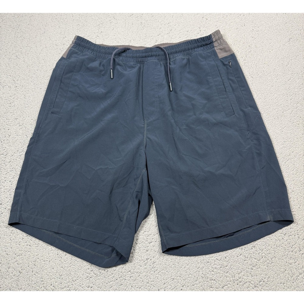 Birddogs Shorts Mens XL Blue Lined Athletic Stretch Drawstring 9 Inseam